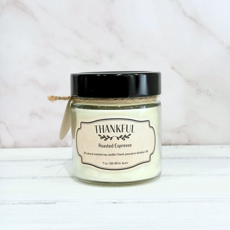 Roasted Espresso (Thankful) - Soy wax candle 7 oz. Roasted Espresso (Thankful) - Soy wax candle 7 oz.