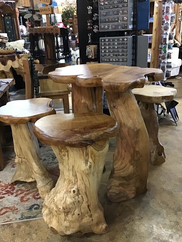 40&quot; Teak Root Bar Table Set
