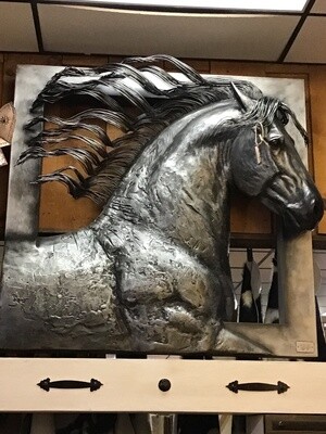 Framed Running Horse Sculpture