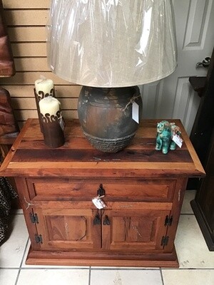 Mesquite Nightstand With Turquoise Inlay