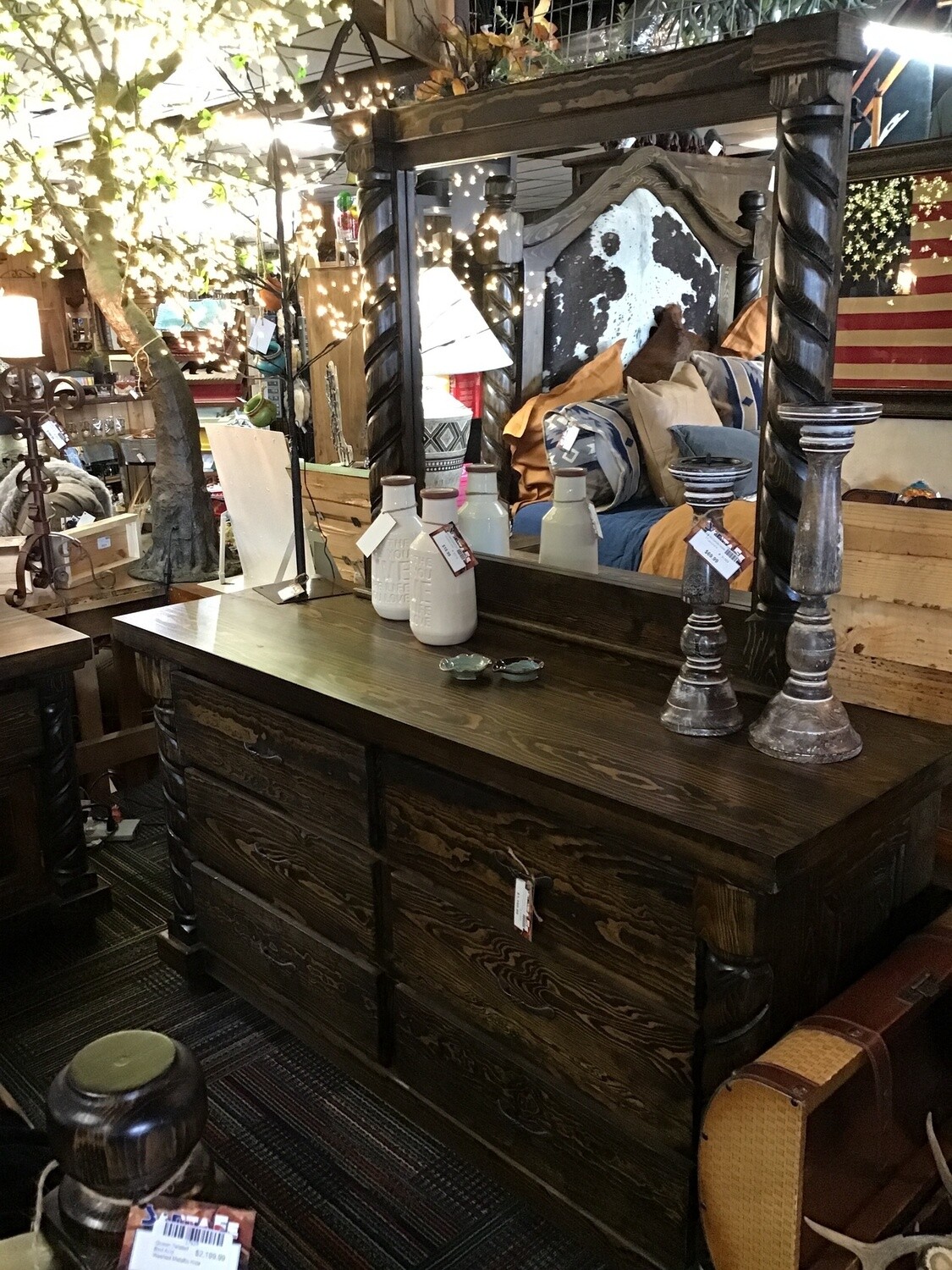 Twisted Dresser W/Mirror- Dark