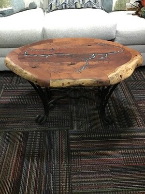 Oval Coffee Table w/ Turquoise Electric Inlay (24x36)