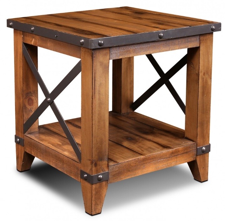 Urban Rustic End Table -Brown