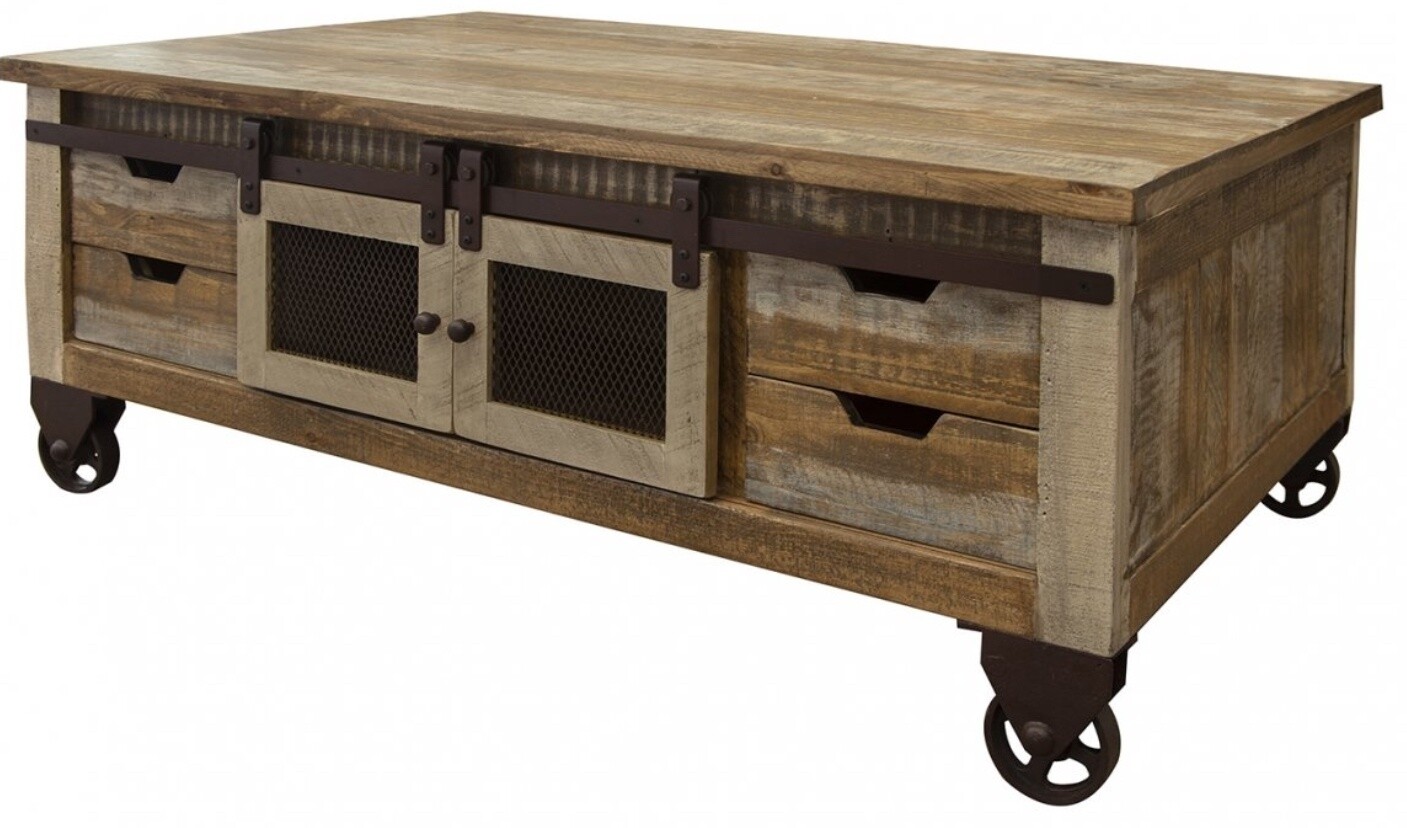 Antique 8-Drawer/ 4-Door Coffee Table