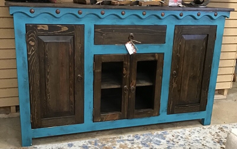 60&quot; Olea&#39;s Buffet- Turquoise &amp; Dark Walnut
