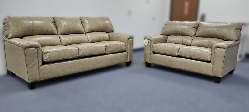 Leather Putty Sofa &amp; Loveseat