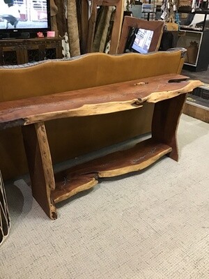 Large Mesquite Sofa Table w/Turquoise &amp; Copper Inlay