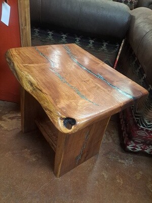 17x24 End Table with Turquoise &amp; Copper Inlay