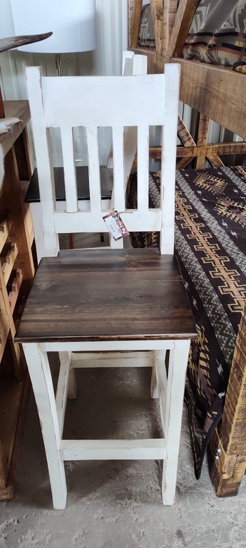 Curved Back Barstool- White/Walnut