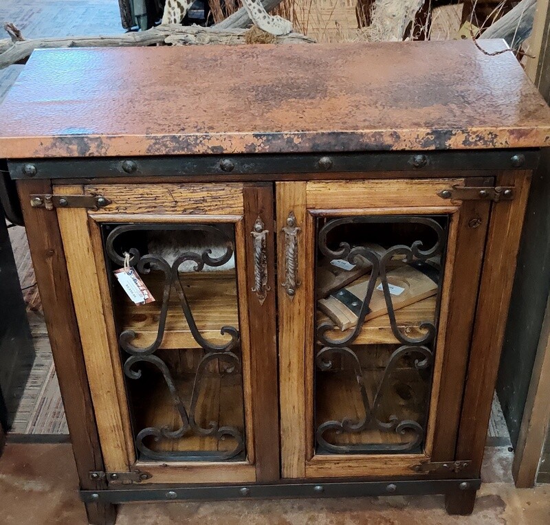 2 Door Copper Buffet with Scroll