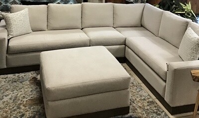 Beige Sectional With Ottoman