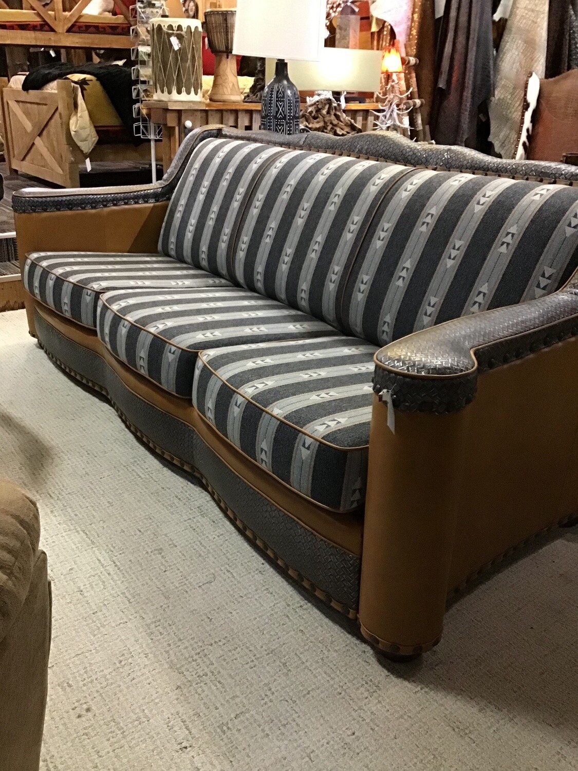 Baron Sofa w/ Trenzado Denim and Kayce Indigo Fabric