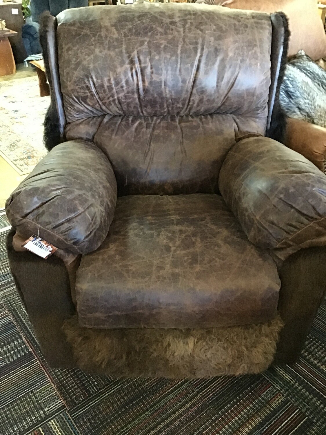 Lincoln Glider Swivel Recliner with Buffalo and Desert Mohave Hide