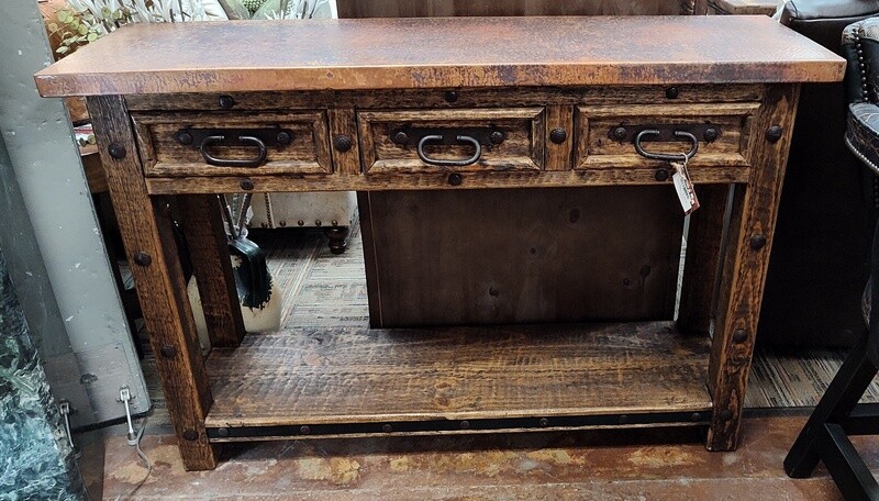 3-Drawer Copper Console with Shelf