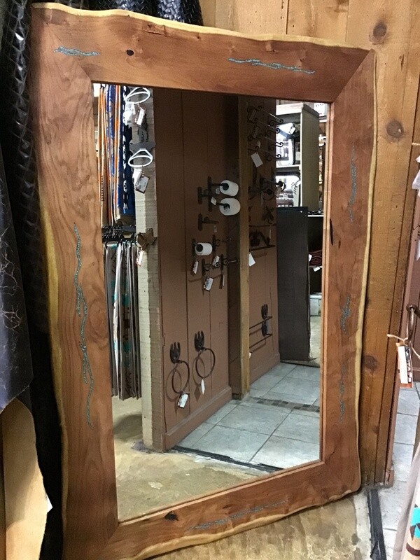 4X6 Mesquite Turquoise and Copper Mirror
