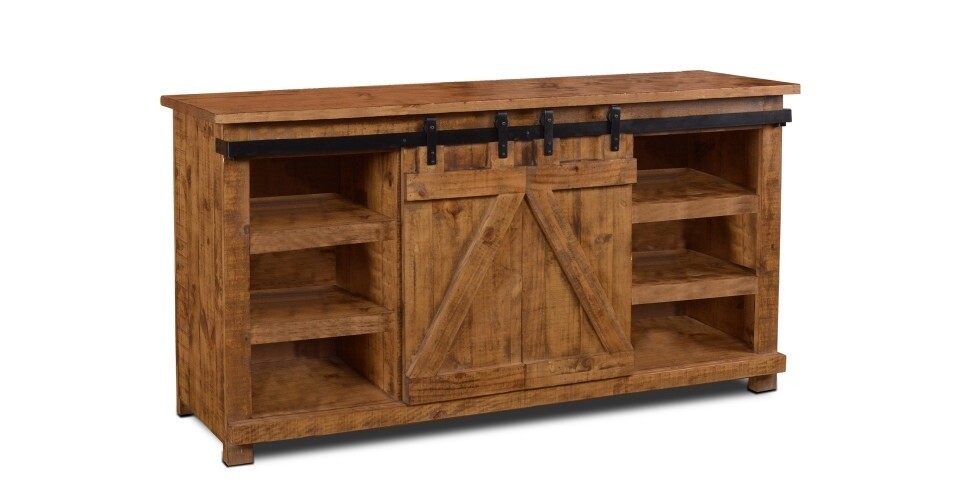 60&quot; Jackson Light Brown Barn Door Tv Console