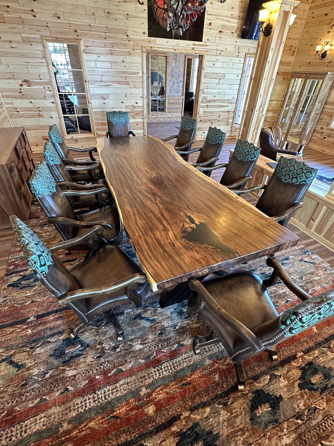 12&#39; Parota Conference Table with Metal Base