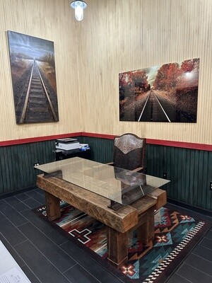 Custom Railroad Tie and Iron Rail Desk