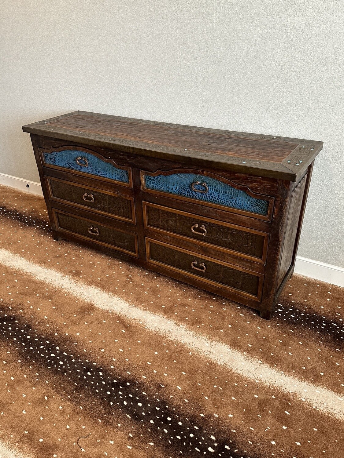 Amelia Tooled Leather Dresser