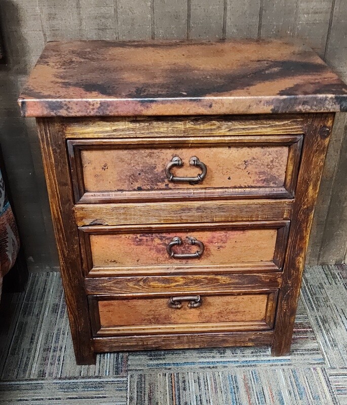 3-Drawer Copper Nightstand