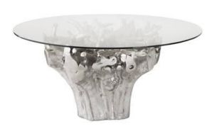 Cast Root Small Dining Table Base With Glass Top