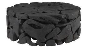 Black Teak Chunk Round Coffee Table