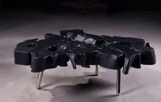 Pipal Wood Coffee Table With Chrome Legs