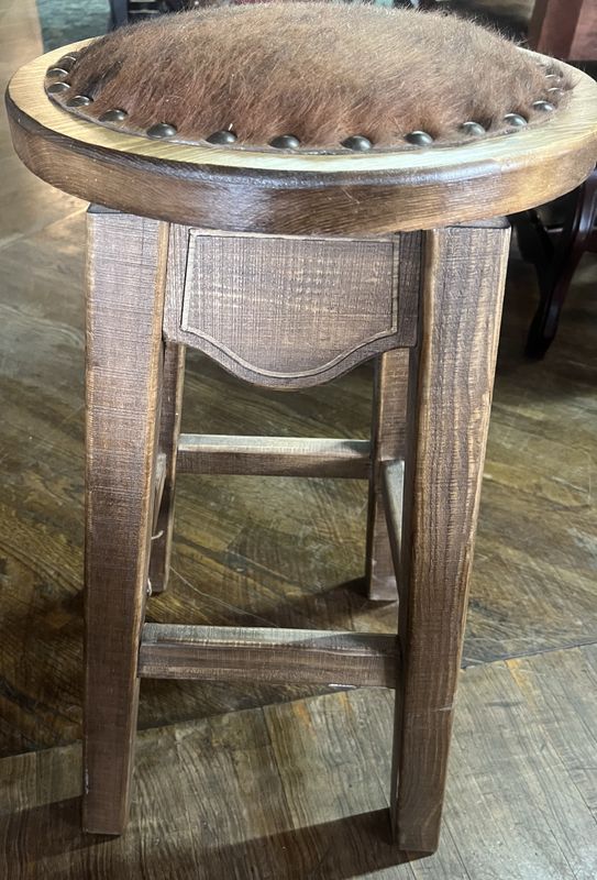16x30 Toro Stool With Tacked Hide On Seat