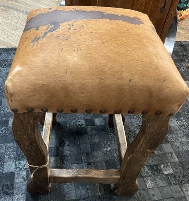 15x15x24 Oxen Stool with Acid Cowhide On Seat
