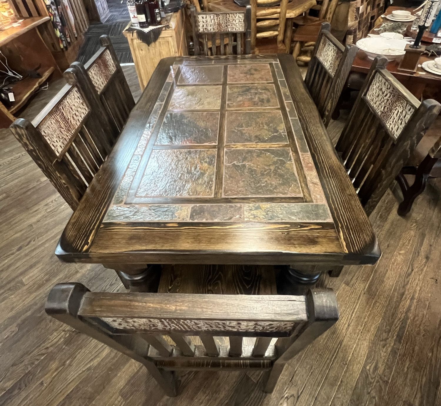 6&#39; Slate Dining Table with 6 Chairs