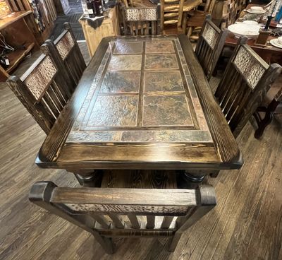 6' Slate Dining Table with 6 Chairs