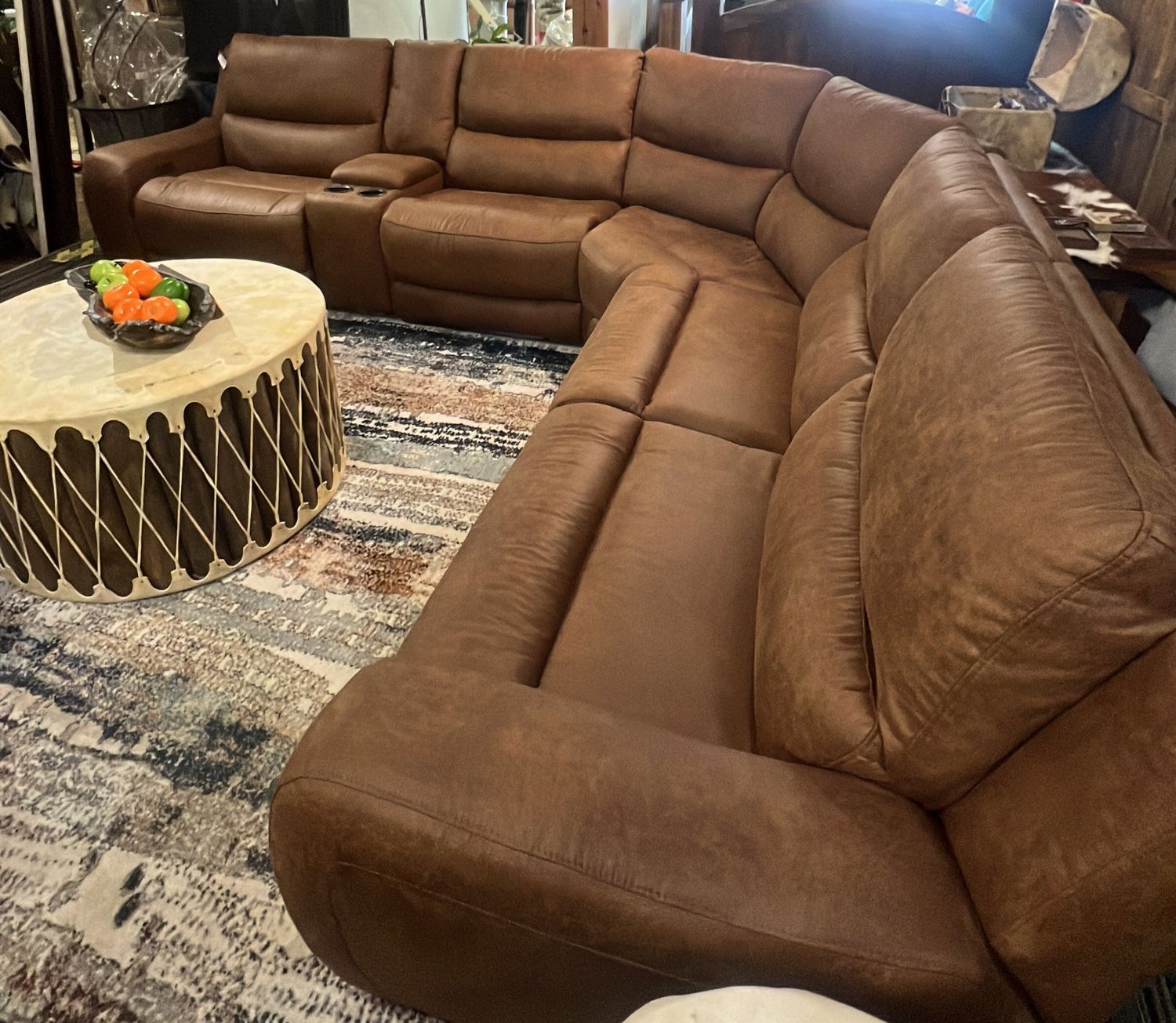 Texas Brown 6 Pc Sectional With 2 Power Recliners