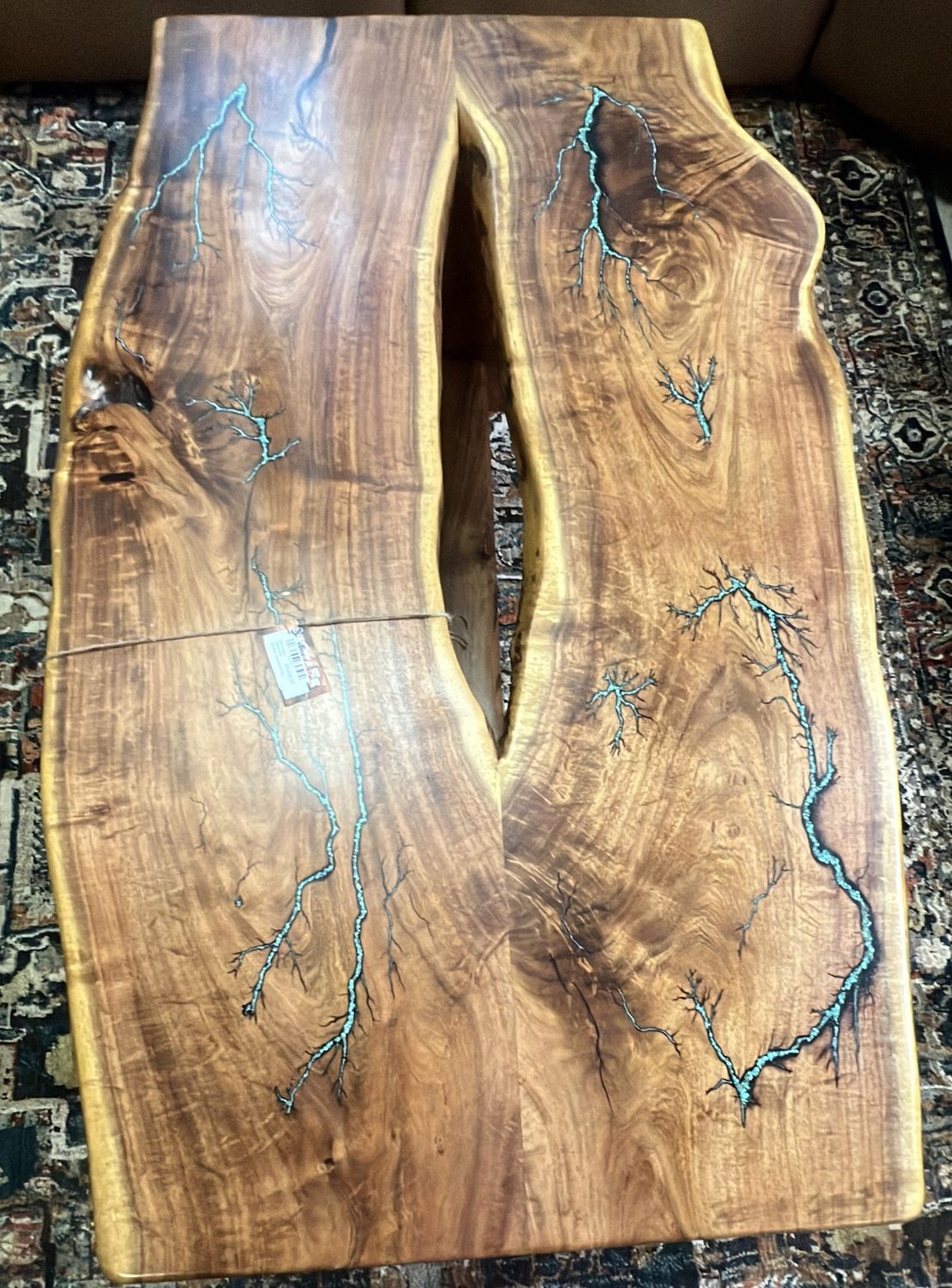 5Ft Coffee Table With Electric Turquoise Inlay
