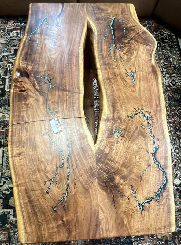 5Ft Coffee Table With Electric Turquoise Inlay