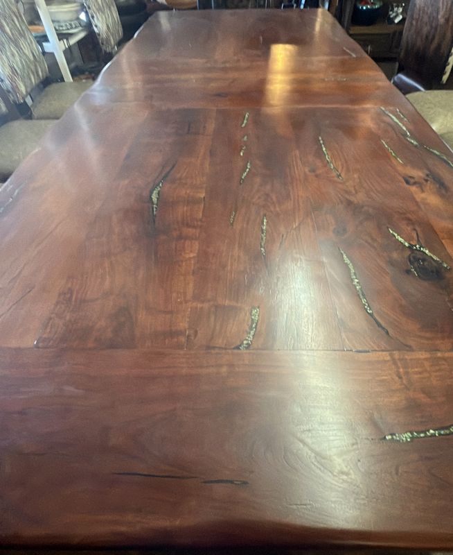 114&quot; x 48&quot; Mesquite Dining Table with Inlay