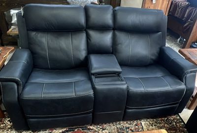 Valencia Ocean Blue Reclining Power Loveseat