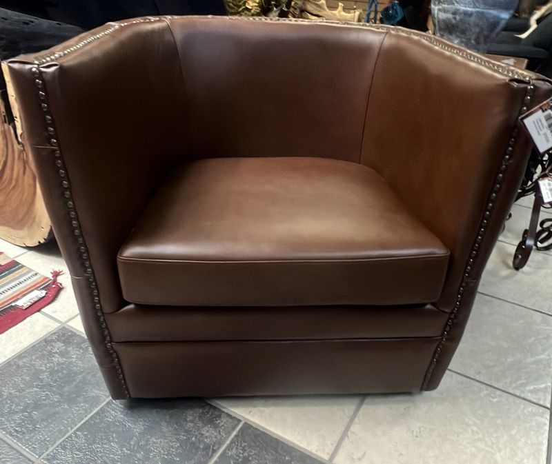 Leslie Swivel Tufted Accent Arm Chair -Brown