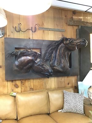 Framed Running Horse Sculpture