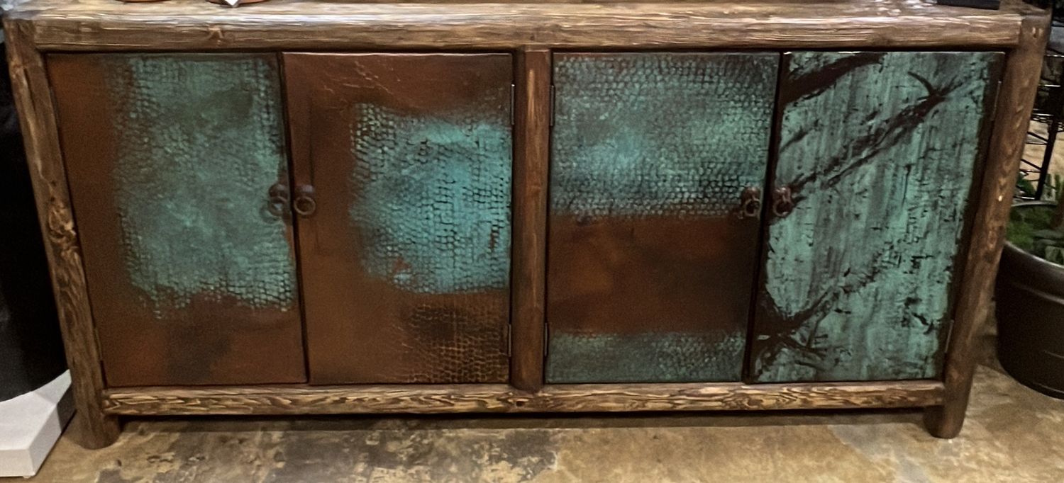 Old Fashioned Buffet With 4 Copper Doors