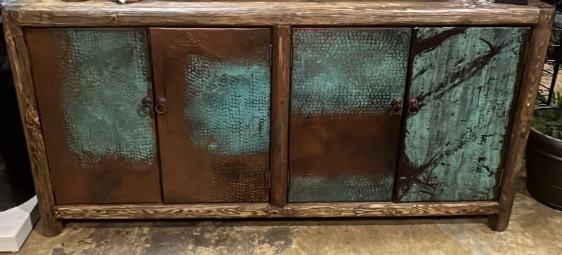 Old Fashioned Buffet With 4 Copper Doors