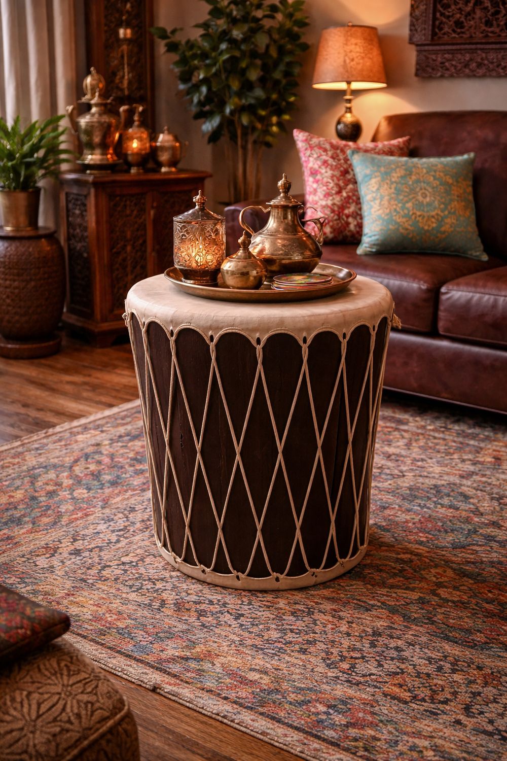 Indian Drum End Table