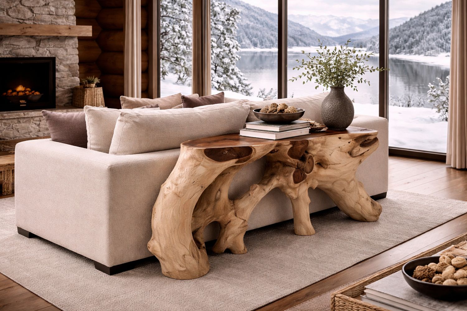 Chamcha Wood Console Table 13x90x29