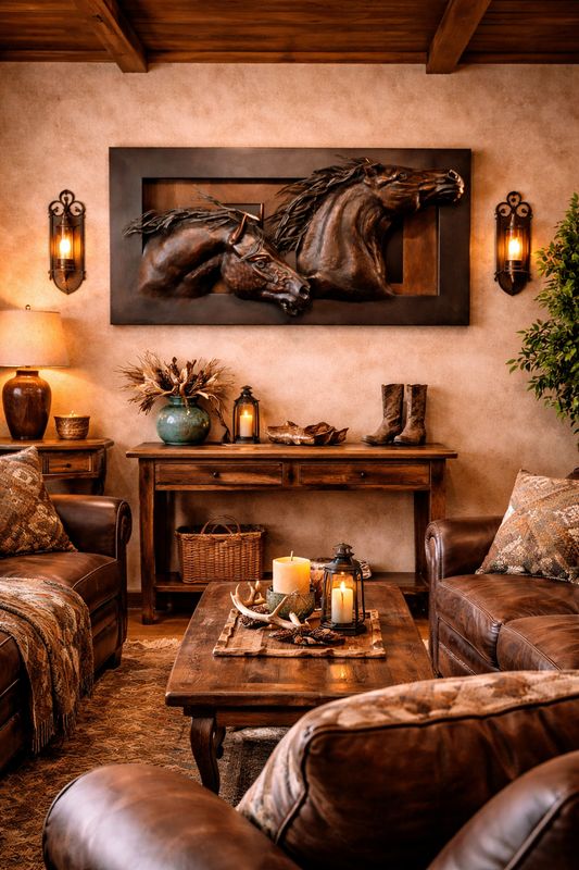 Framed Running Horse Sculpture