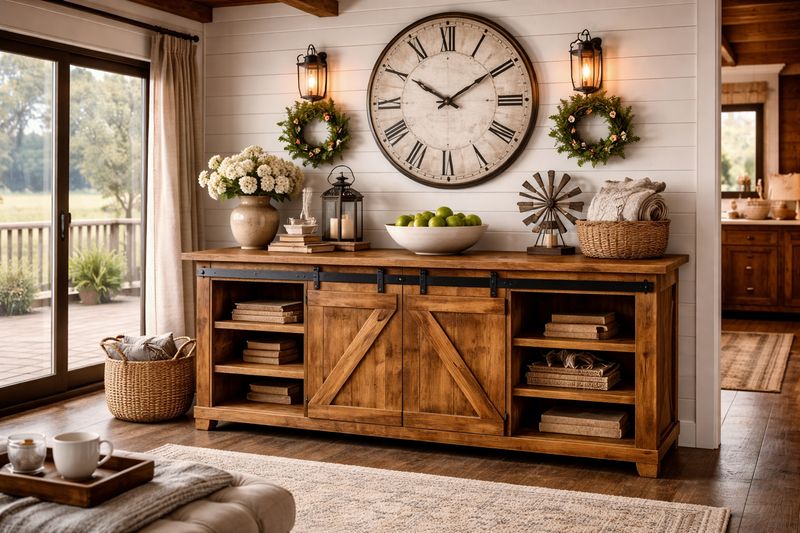 70" Jackson Barn Door Light Brown Console