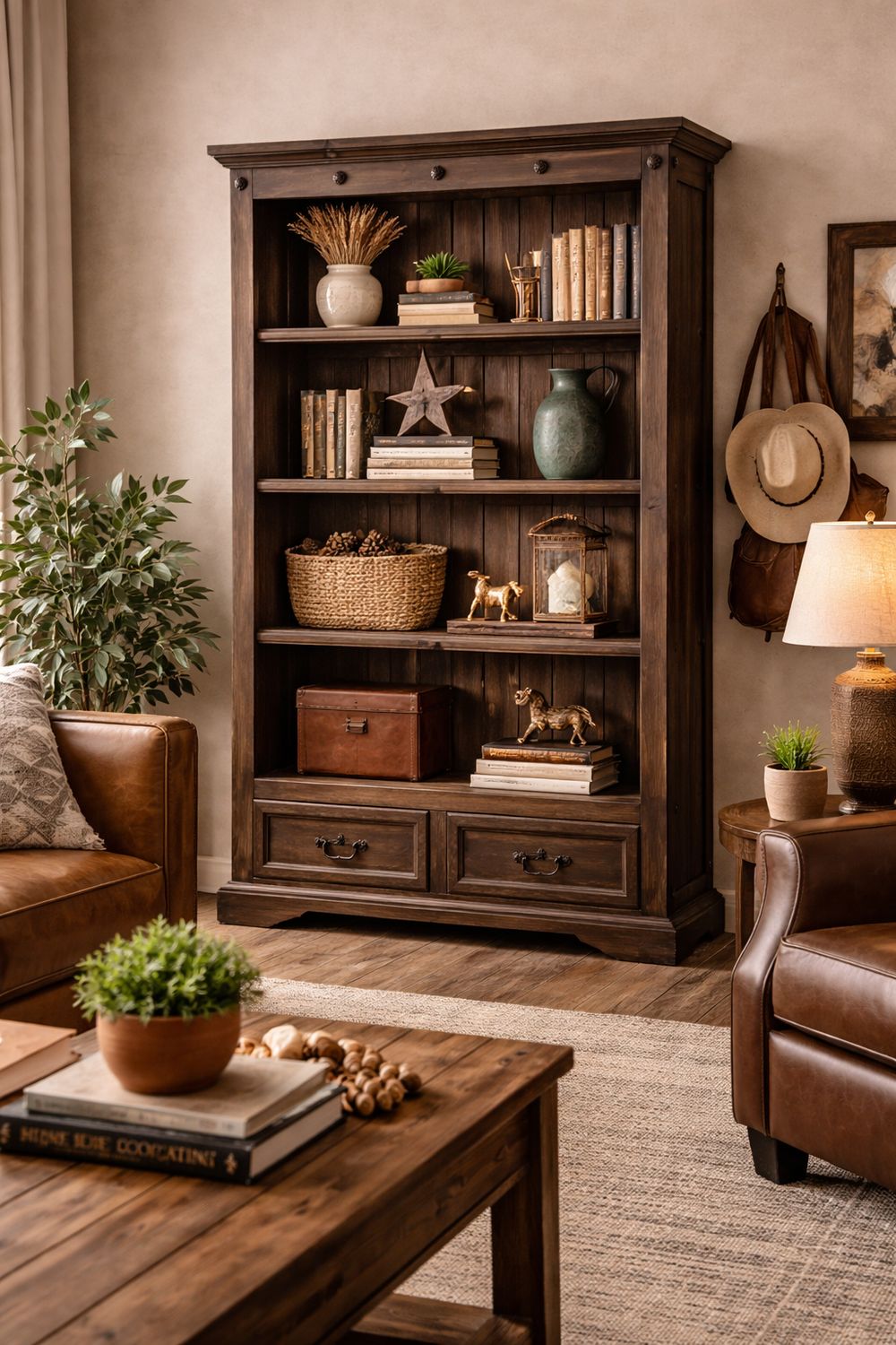 Indian 2 Drawer Bookcase -RR