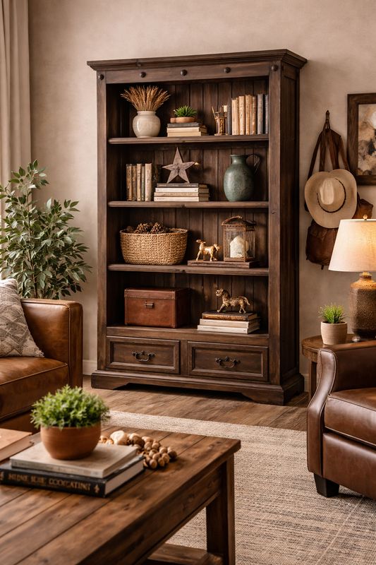 Indian 2 Drawer Bookcase -RR