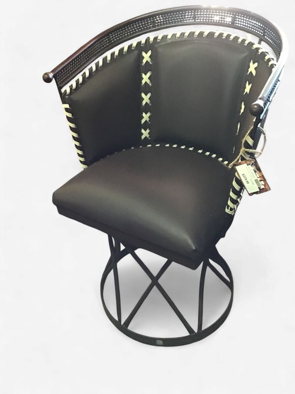 Chocolate Leather Round Back Swivel Counter Chair