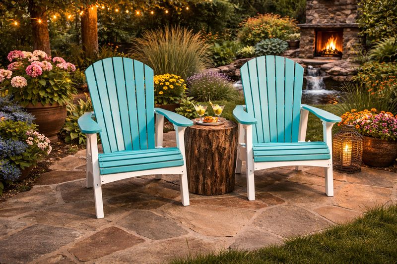 Aruba Blue/White Folding Adirondack