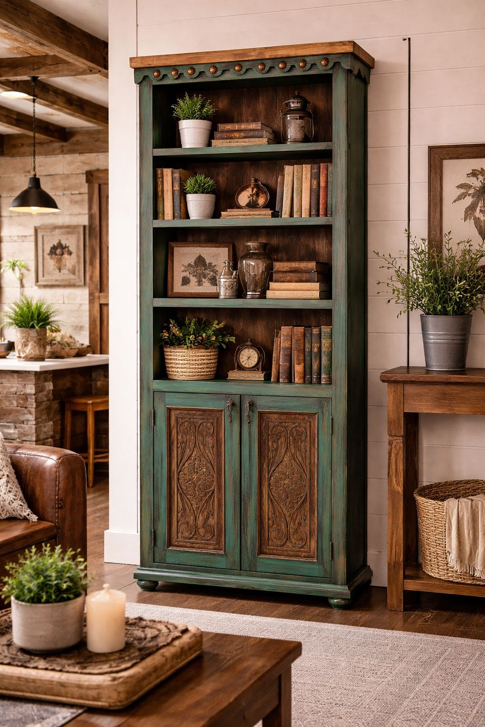 Turquoise Adobe Bookcase