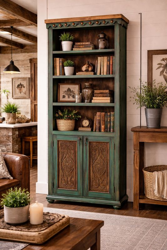 Turquoise Adobe Bookcase